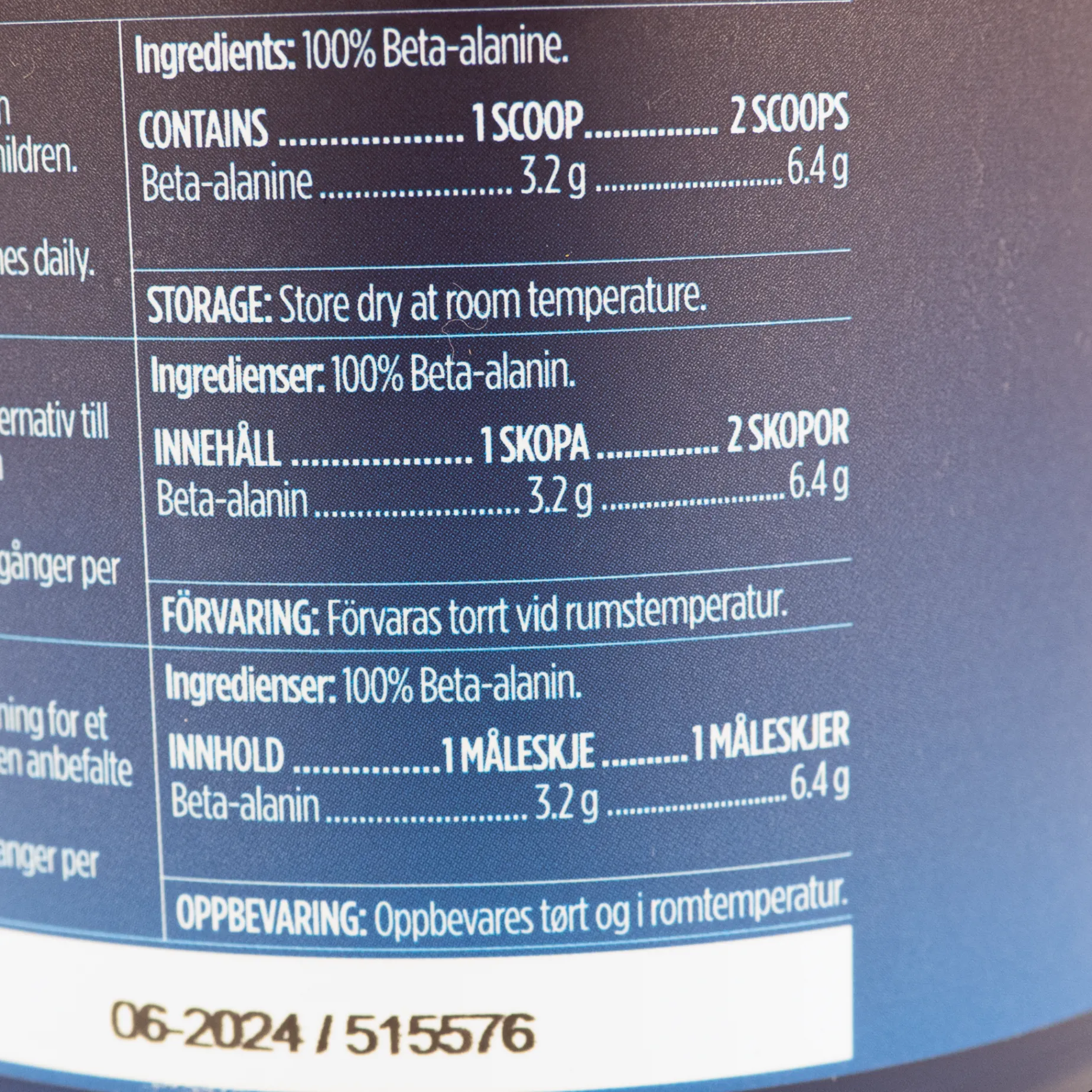 Beta-alanine, 320 G, kosttilskudd - Helsekost - Beta-alanine, 320 G, kosttilskudd