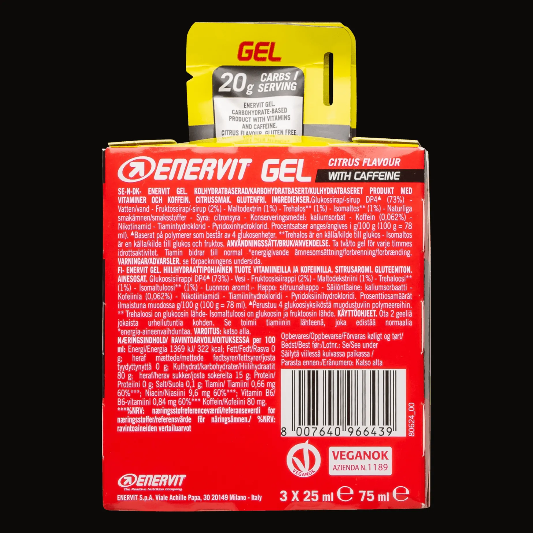 E.sport Gel 3-pack Citrus W/ Caff 3x25ml, gel - Energigel - E.sport Gel 3-pack Citrus W/ Caff 3x25ml, gel