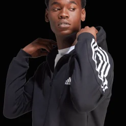 Essential Fleece 3-Stripes Full Zip, hettejakke, herre - Hettegenser - Essential Fleece 3-Stripes Full Zip, hettejakke, herre