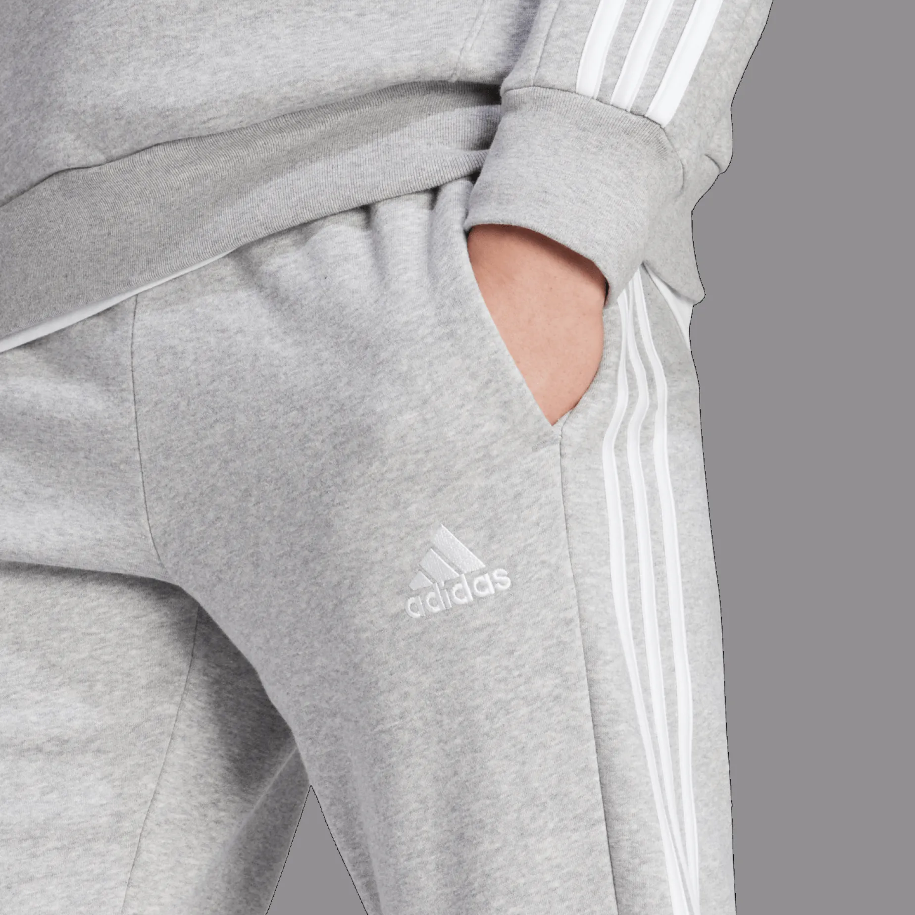 Essentials Fleece 3-Stripes Tapered Cuff Joggers, joggebukse, herre - Fritid- & Joggebukser - Essentials Fleece 3-Stripes Tapered Cuff Joggers, joggebukse, herre