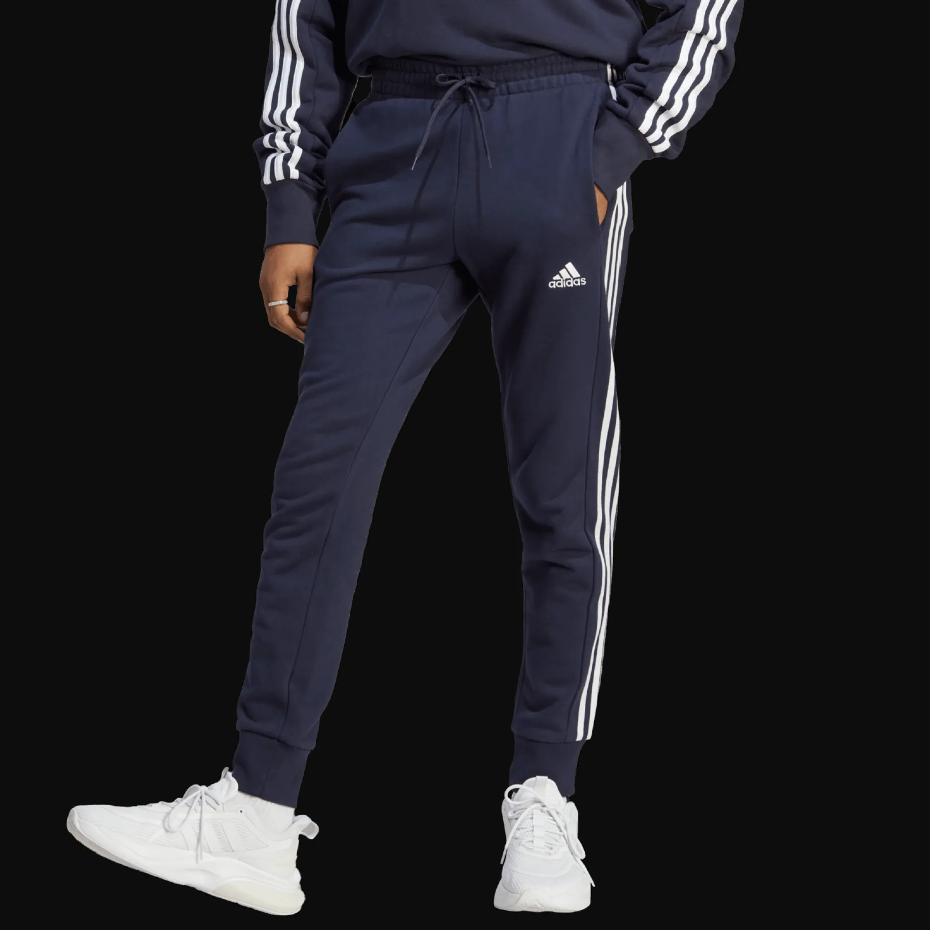 Essentials French Terry Tapered Cuff 3-Stripes Joggers, joggebukse, herre - T-Skjorter & Pique - Essentials French Terry Tapered Cuff 3-Stripes Joggers, joggebukse, herre