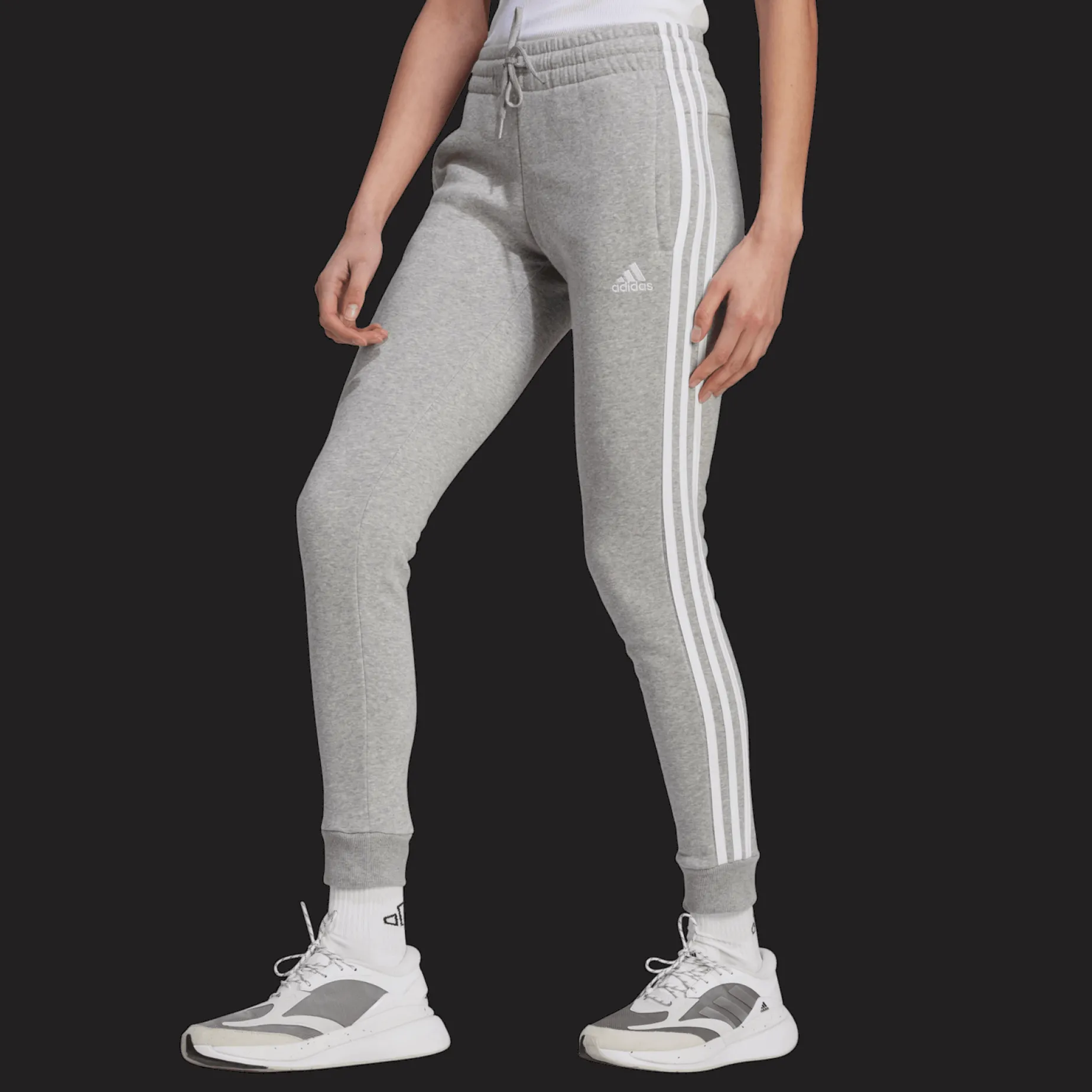 Essentials 3-Stripes Fleece Joggers, joggebukse, dame - Jogge-& Fritidsbukse - Essentials 3-Stripes Fleece Joggers, joggebukse, dame