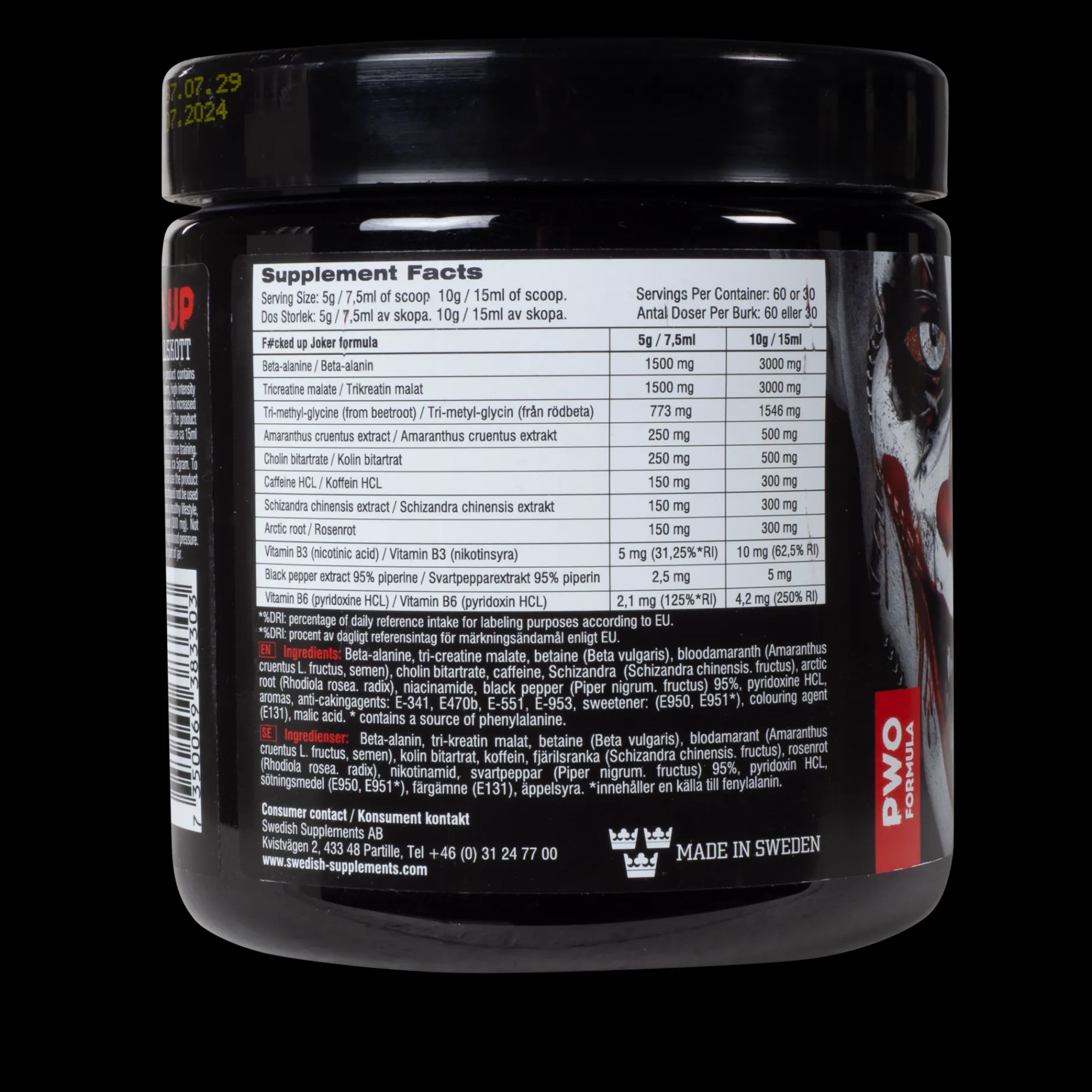 F#cked Up Joker Edition 300g Blue Ice Rocket, kosttilskudd - Pre-Workout - F#cked Up Joker Edition 300g Blue Ice Rocket, kosttilskudd