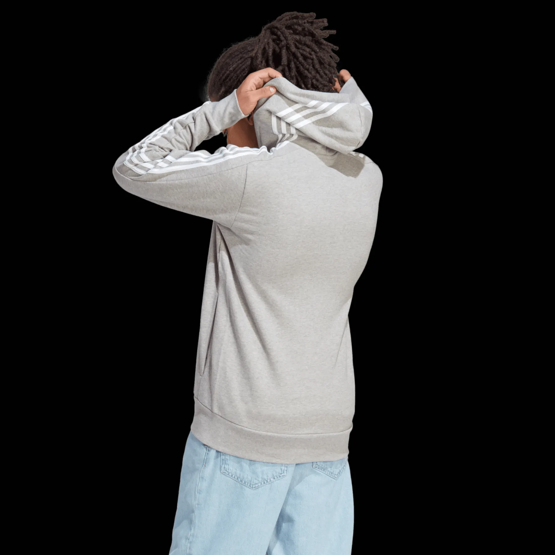 French Terry 3-Stripes Full-Zip Hoodie, hettjakke, herre - Hettegenser - French Terry 3-Stripes Full-Zip Hoodie, hettjakke, herre