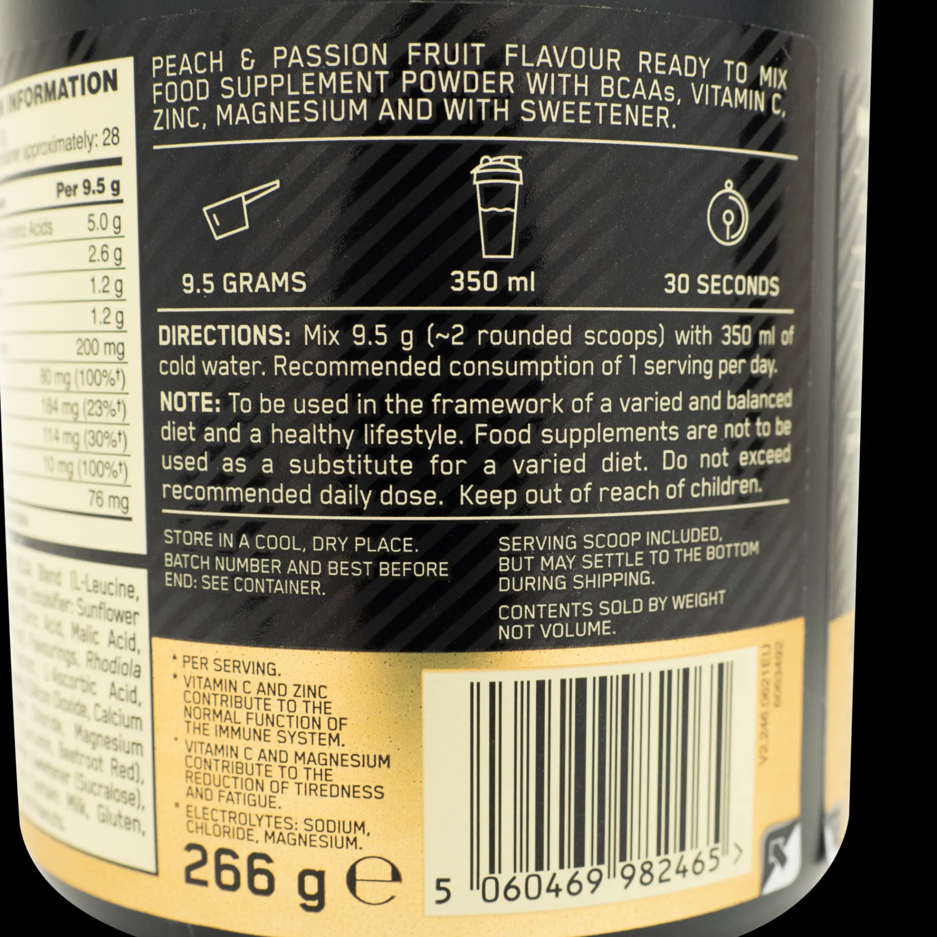 Gold Standard BCAA Train & Sustain 266 g, kosttilskudd - Aminosyrer - Gold Standard BCAA Train & Sustain 266 g, kosttilskudd