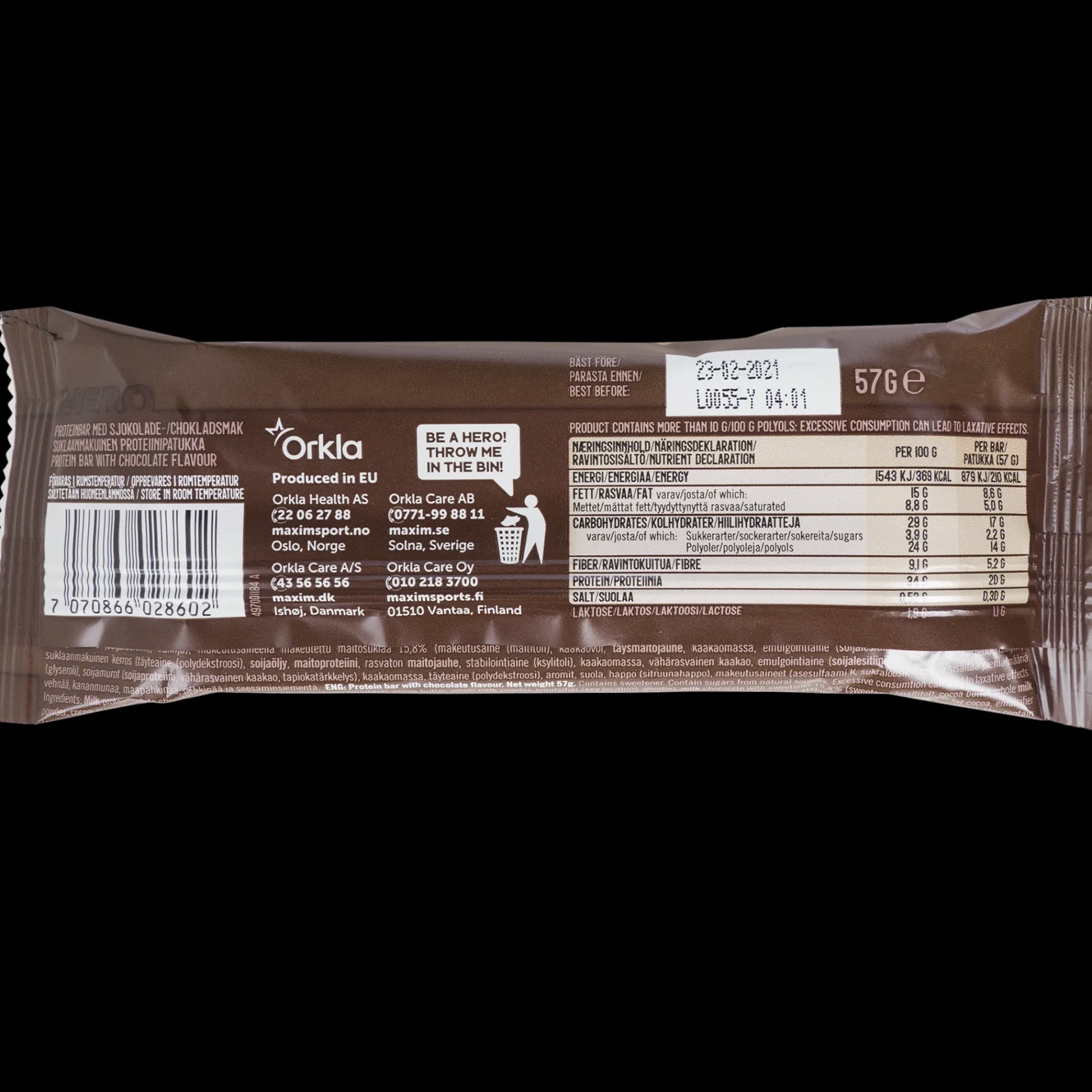 Maxim Proteinbar 55g, energibar - Proteinbarer - Maxim Proteinbar 55g, energibar