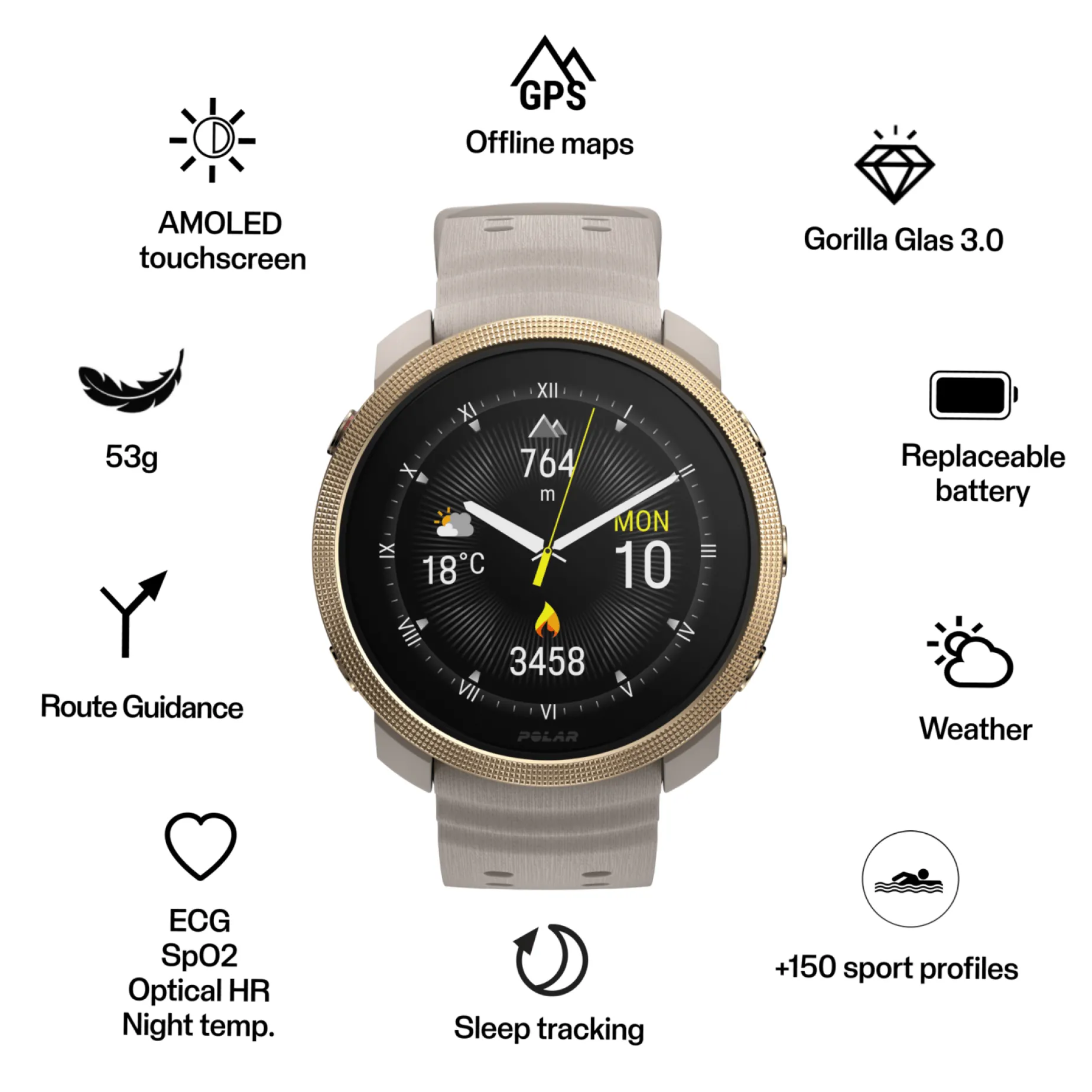 Polar Vantage M3 S-L, smartklokke - Pulsklokke - Polar Vantage M3 S-L, smartklokke