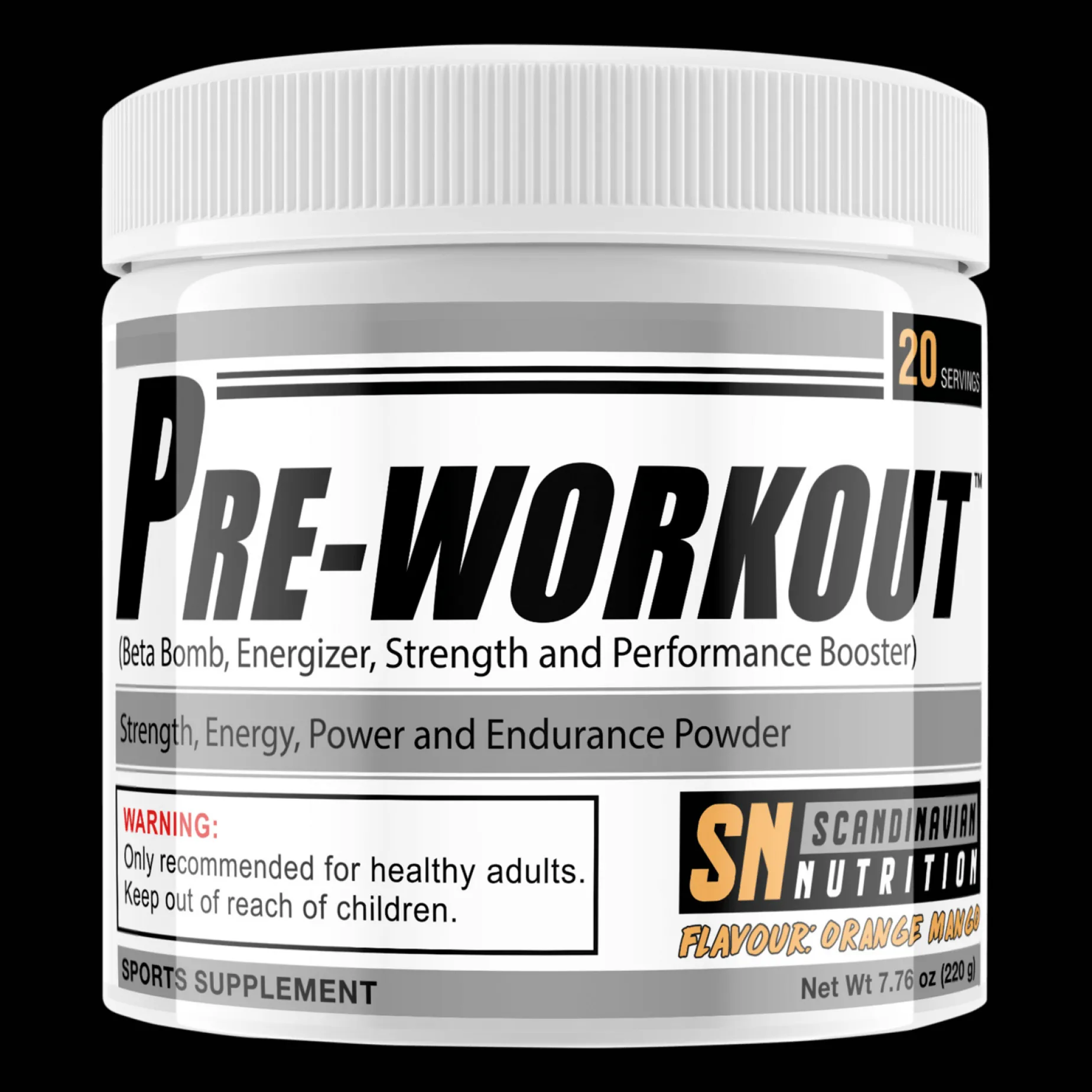 Preworkout (Orange Mango (220g), pre-workout-pulver - Pre-Workout - Preworkout (Orange Mango (220g), pre-workout-pulver