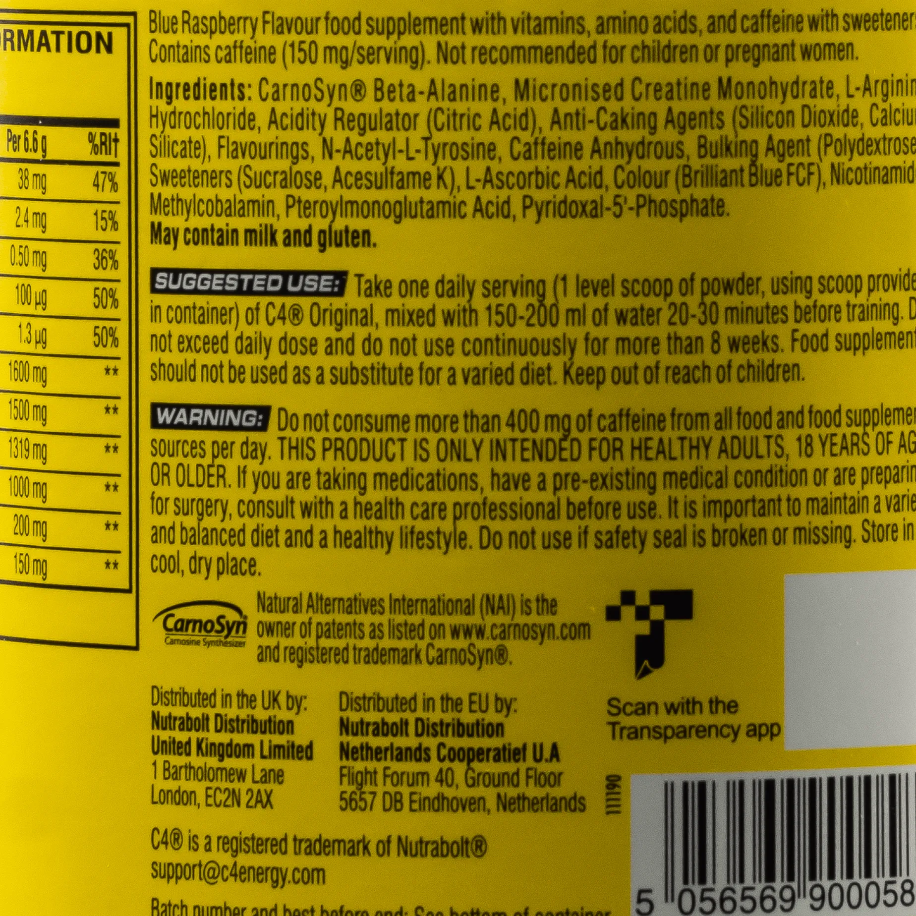C4 Original Icy Blue Raspberry, pre-workout-pulver - Pre-Workout - C4 Original Icy Blue Raspberry, pre-workout-pulver