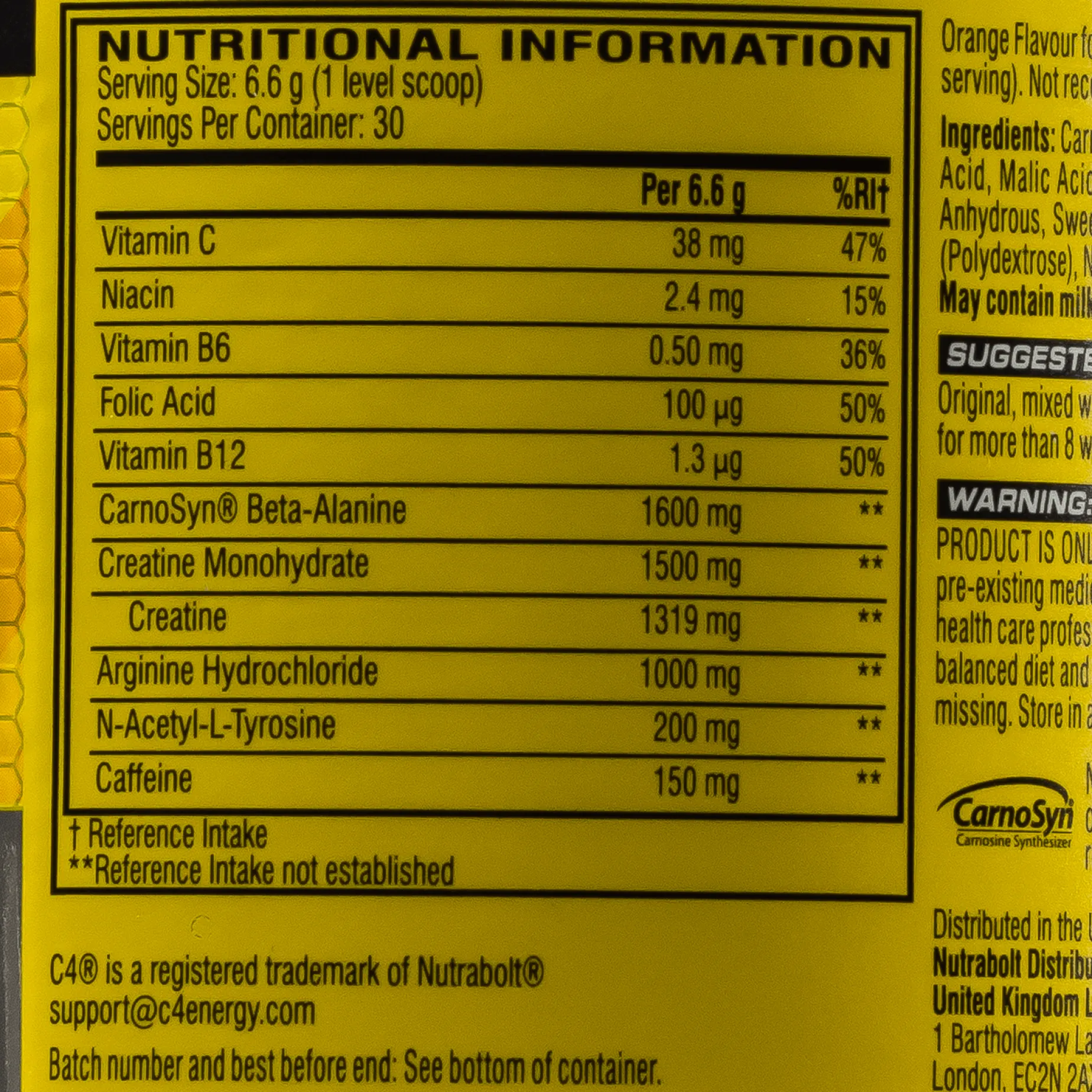 C4 Original Orange, pre-workout-pulver - Pre-Workout - C4 Original Orange, pre-workout-pulver