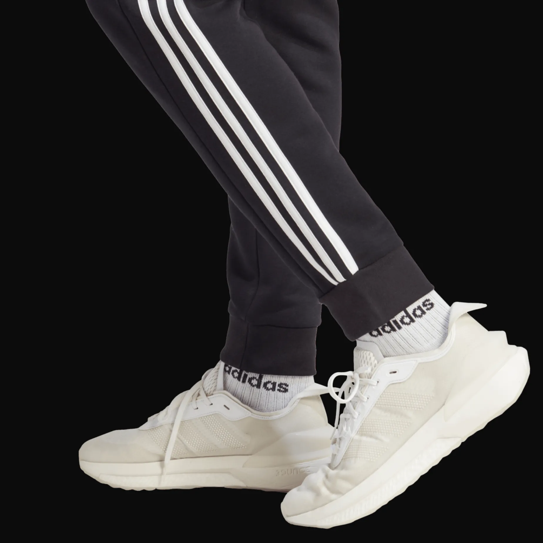 Essential Fleece 3-Stripes Tapered Cuff Joggers, joggebukse, herre - Fritid- & Joggebukser - Essential Fleece 3-Stripes Tapered Cuff Joggers, joggebukse, herre