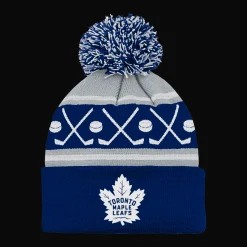 Faceoff Cuff Knit Beanie with pom Maple Leafs - 24/25, supporter-lue, barn - NHL Drakter & Tilbehør - Faceoff Cuff Knit Beanie with pom Maple Leafs - 24/25, supporter-lue, barn