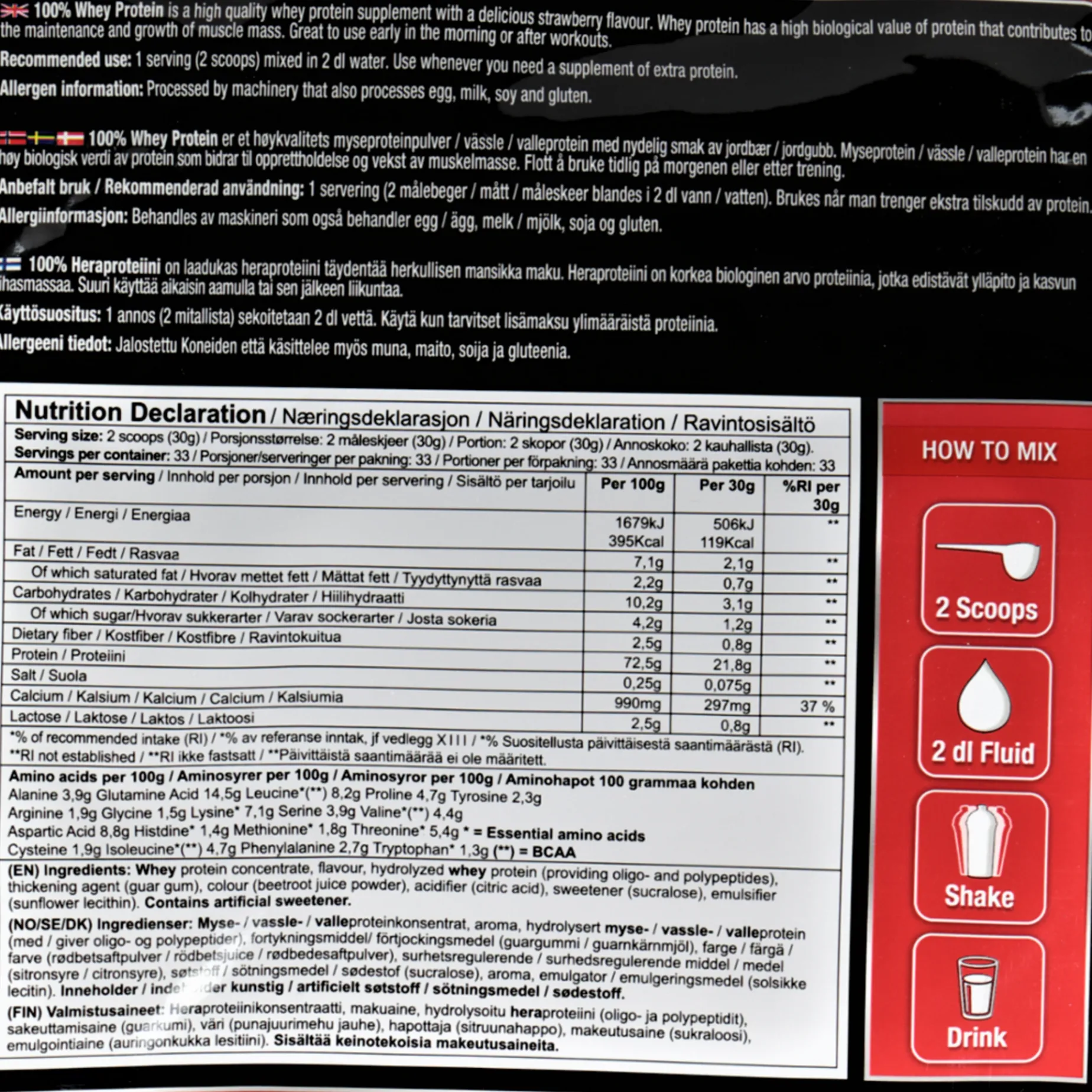 PF 100% Whey Protein, proteinpulver - Proteiner - PF 100% Whey Protein, proteinpulver