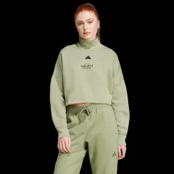 Signature Graphic Embroidery Fleece Crop Sweatshirt, genser, dame - Collegegenser - Signature Graphic Embroidery Fleece Crop Sweatshirt, genser, dame